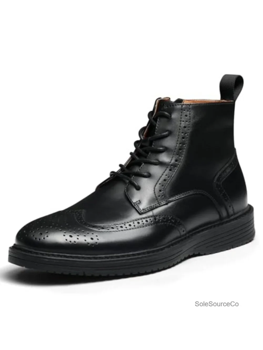 Genuine Leather Men's Brogue Wingtip Oxford Dress Boots Side Zip Chukka Ankle